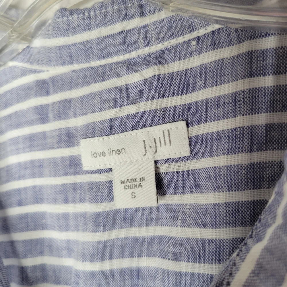 J. JILL Linen Striped Sleeveless Button Up Tunic S - Picture 6 of 8